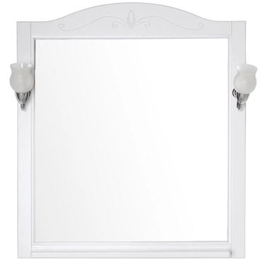 Зеркало белое с полкой Салерно 80 с полкой+светильники