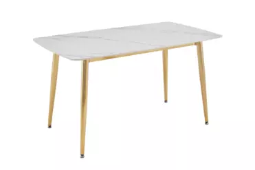 Стол обеденный Рио Голд DT-2849, 140х80х76 см, белый мрамор Статуарио/глянцевое золото