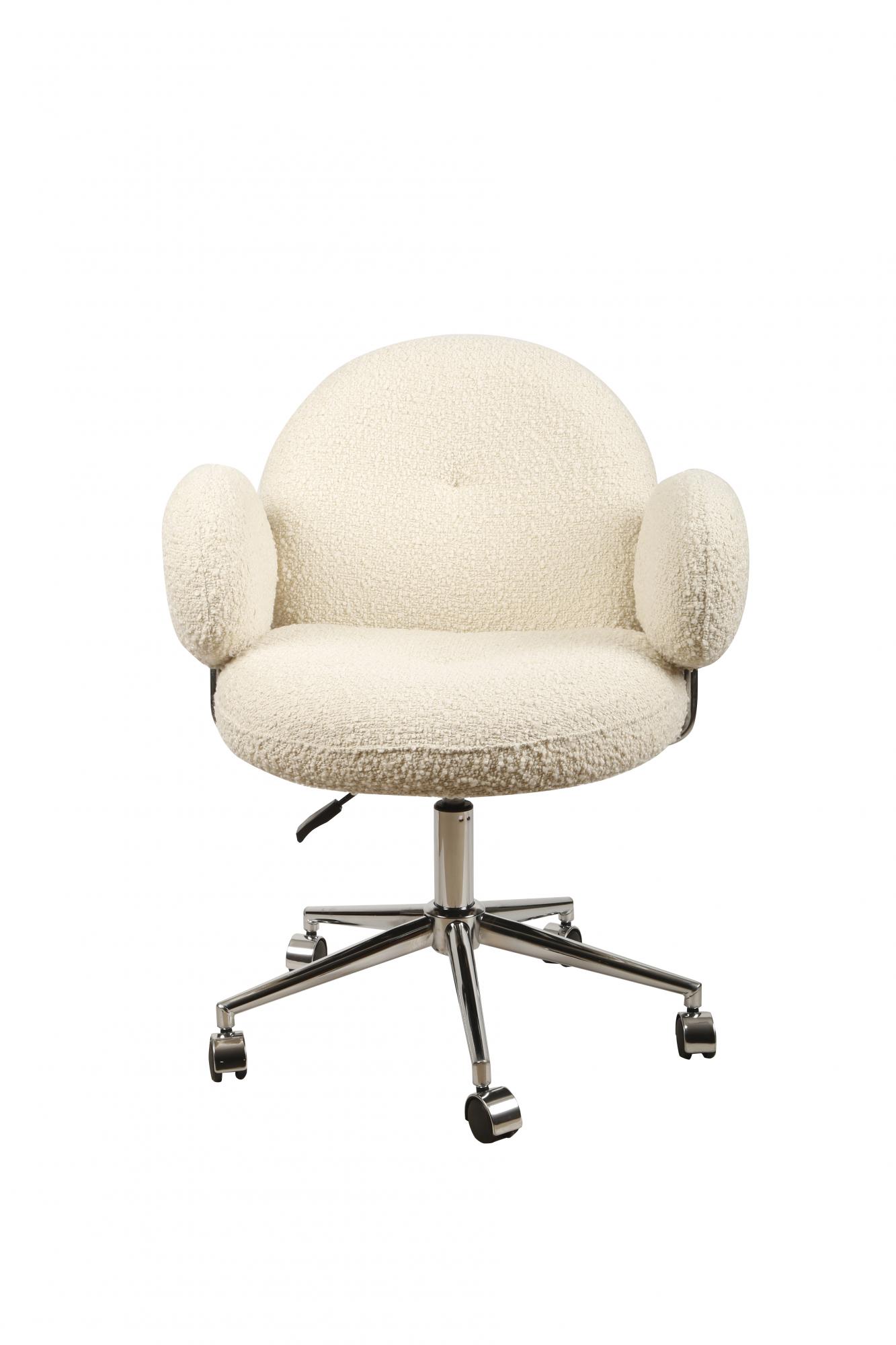 Кресло офисное Клауд-2 DR-1252-A-OF, 65х63х89, ткань букле белый/серебро