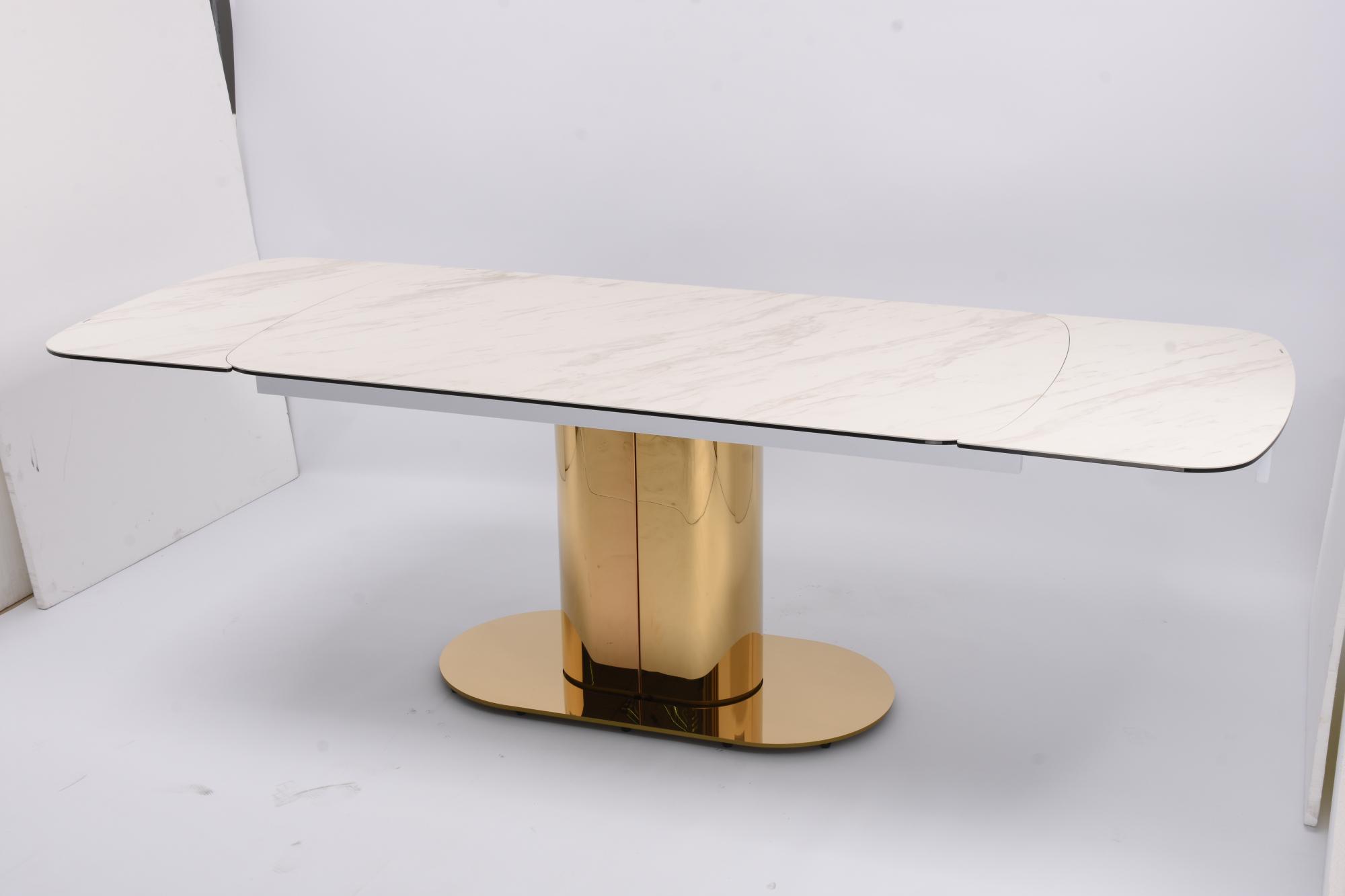 Стол обеденный раскладной Моника MC3034-160W, 160(41+41)х90х77 см, белая керамика