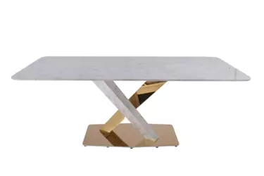 Стол обеденный Интерно Гранд MC3042-200WH, 200х100х75 см, белый мрамор/золото