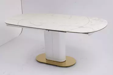 Стол обеденный раскладной Атриум-2 MC3035-120W, 120(30+30)х90х77 см, белая керамика