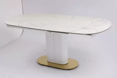 Стол обеденный раскладной Атриум-2 MC3035-120W, 120(30+30)х90х77 см, белая керамика