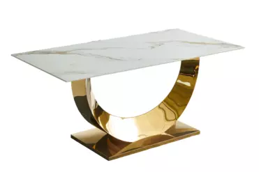 Стол обеденный Прайм IST-801, 180х90х76 см, жемчужный белый/золотой