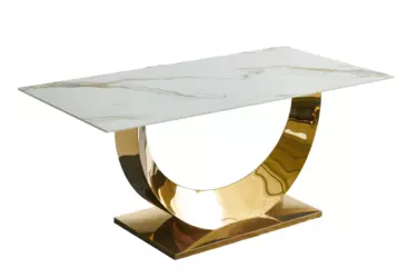 Стол обеденный Прайм IST-801, 180х90х76 см, жемчужный белый/золотой