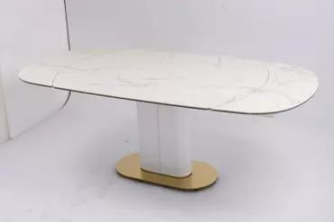 Стол обеденный раскладной Атриум-2 MC3035-140W, 140(30+30)х100х77 см, белая керамика