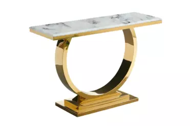 Стол-консоль Лира IST-806,120х40х76 см, небесный белый/золотой