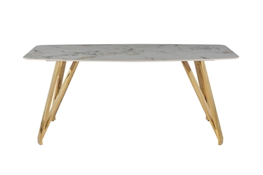 Стол обеденный Соар-2 F-1690,160х90х76 см, серо-золотая керамика/золото