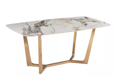 Стол обеденный Ланс Мат DT-2852M,160х90х75 см, белая керамика/матовое золото