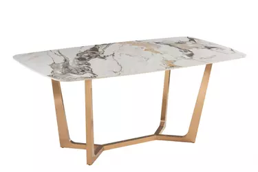 Стол обеденный Ланс Мат DT-2852,140х80х75 см, белая керамика/матовое золото