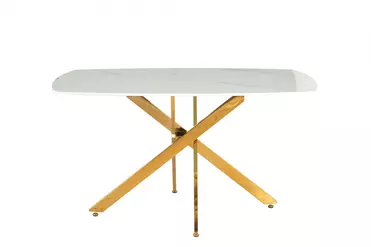 Стол обеденный Элис Рэк BS1803-140WT,140х80х76 см, белый/золото