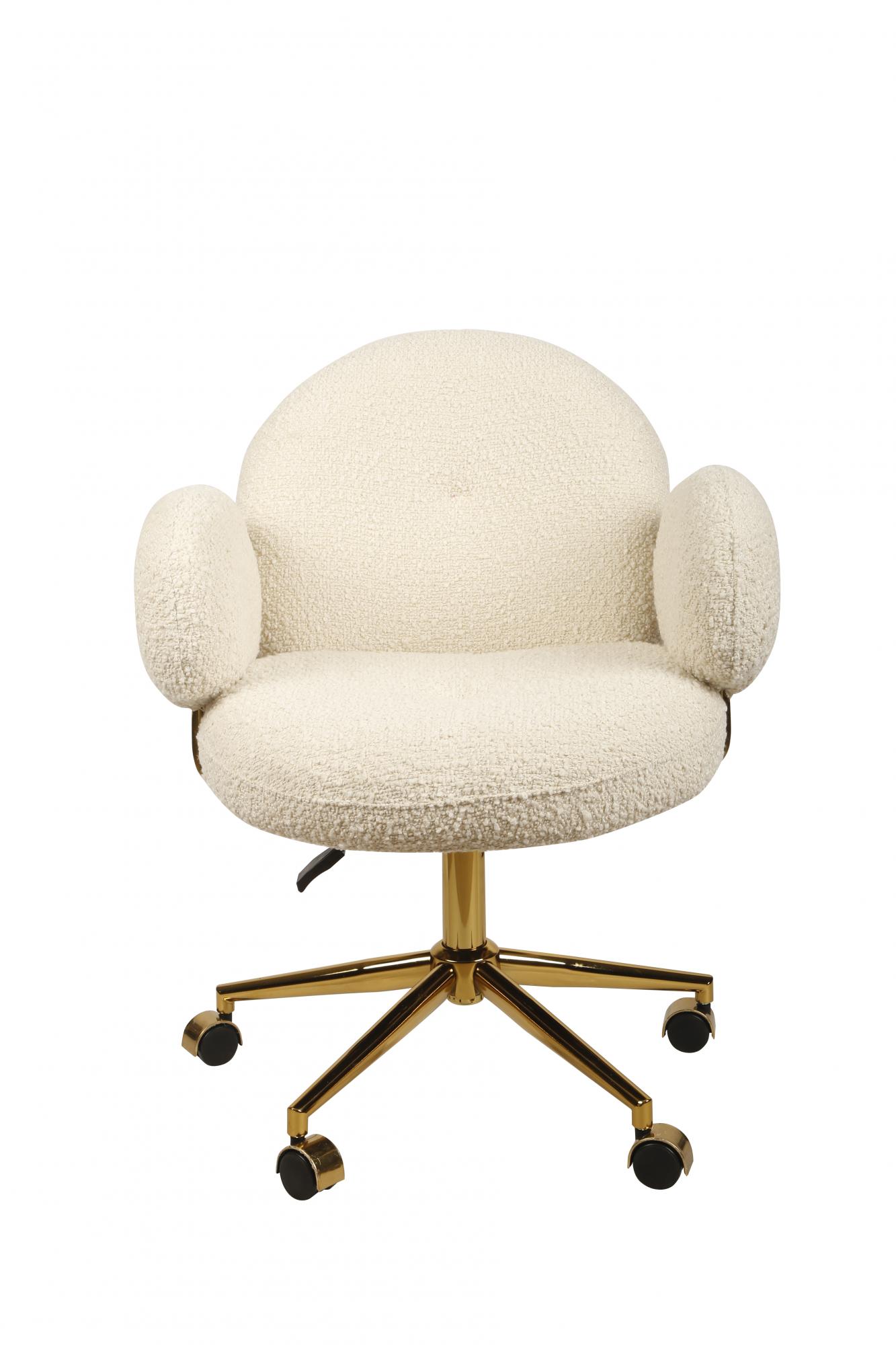 Кресло офисное Клауд-2 DR-1252-A-OF, 65х63х89, ткань букле белый/золотые ноги