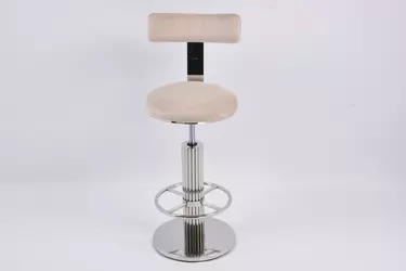 Стул барный Вивиан MC111-GR-3, светло-серый/глянцевое серебро