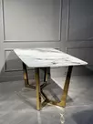 Стол обеденный Ланс DT-2852L, 180х90х75 см, белая керамика/золотой