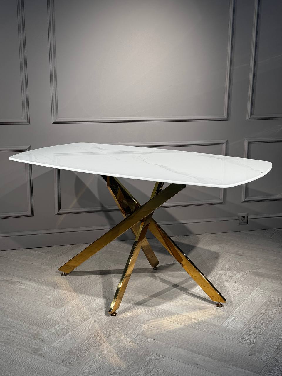 Стол обеденный Элис Рэк BS1803-140WT,140х80х76 см, белый/золото