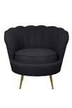 Низкое кресло ракушка Pearl Black Boucle
