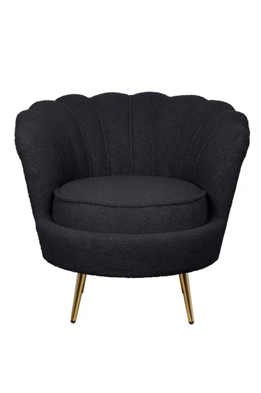 Низкое кресло ракушка Pearl Black Boucle