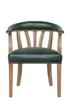 Мягкий стул с подлокотниками Tanner Green Leather
