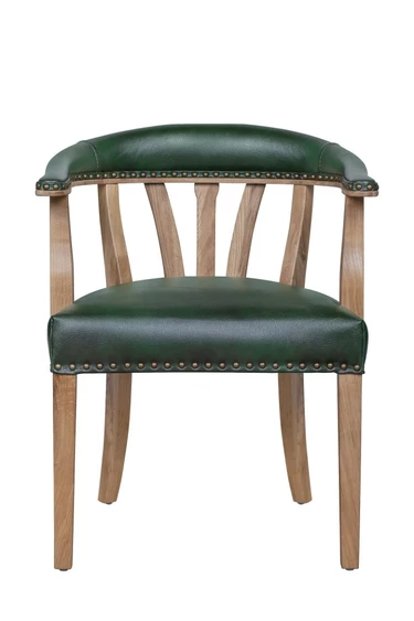 Мягкий стул с подлокотниками Tanner Green Leather