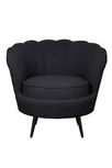 Низкое кресло ракушка Pearl Black Boucle на черных ножках