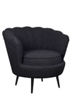 Низкое кресло ракушка Pearl Black Boucle на черных ножках