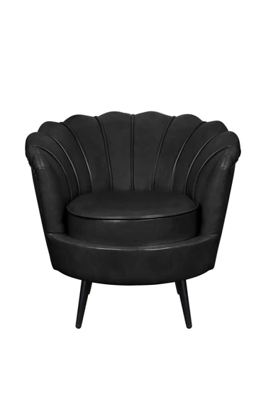 Низкое кресло ракушка Pearl Black V2 на черных ножках