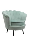Низкое кресло ракушка Pearl Green на черных ножках
