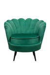Низкое кресло ракушка Pearl Green V2 на черных ножках