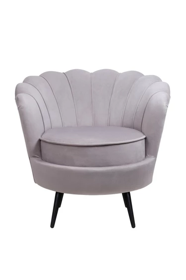 Низкое кресло ракушка Pearl Grey на черных ножках