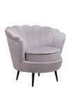 Низкое кресло ракушка Pearl Grey на черных ножках