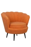 Низкое кресло ракушка Pearl Orange Boucle на черных ножках
