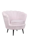 Низкое кресло ракушка Pearl Pink Boucle на черных ножках