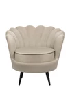 Низкое кресло ракушка Pearl Taupe на черных ножках