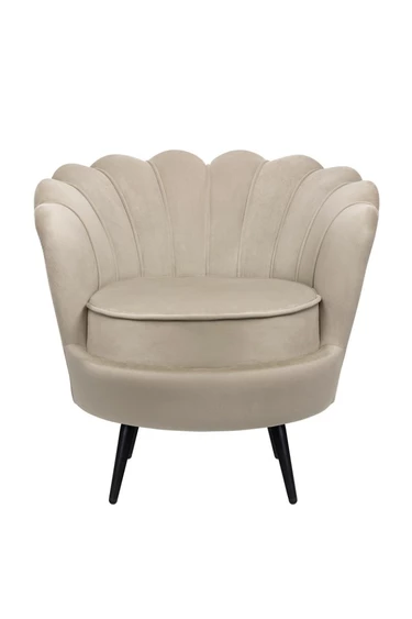 Низкое кресло ракушка Pearl Taupe на черных ножках