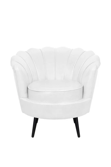 Низкое кресло ракушка Pearl White на черных ножках