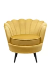 Низкое кресло ракушка Pearl Yellow на черных ножках
