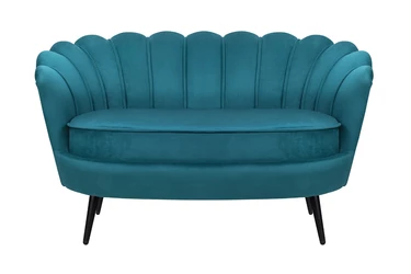 Диван ракушка Pearl Double Marine Velvet на черных ножках