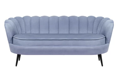 Диван ракушка для гостиниц Pearl Triple Blue на черных ножках