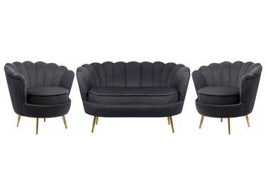 Комплект кресел и дивана ракушка Pearl Double Black