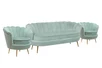 Комплект кресел и дивана ракушка Pearl Triple Green