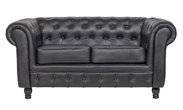 Диван из черной кожи Chesterfield Black Leather 2S