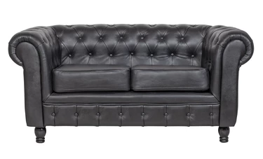 Диван из черной кожи Chesterfield Black Leather 2S