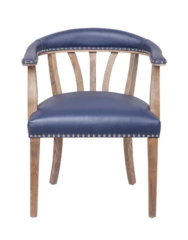 Мягкий стул с подлокотниками Tanner Blue Leather