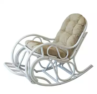 Кресло-качалка из ротанга 05/05, подушка бежевая