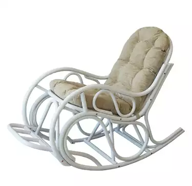 Кресло-качалка из ротанга 05/05, подушка бежевая