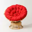 Кресло Папасан вращающийся с красной подушкой