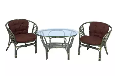 Багама Дуэт с овальным столом, подушки простые коричневые