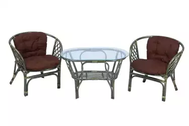 Багама Дуэт с овальным столом, подушки простые коричневые