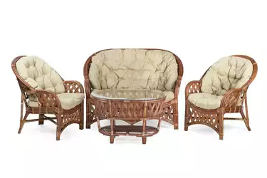 Комплект Черчилль с 2-местным диваном и овальным столом, подушки светлые