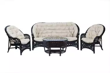 Комплект Черчилль с 3-местным диваном и овальным столом, подушки светлые